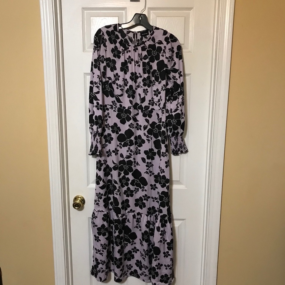 NWOT Who What Wear Purple Floral Puff Sleeve Dress